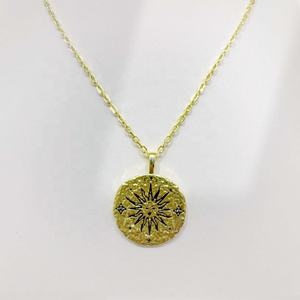 Collier pendentif unique en argent sterling 925 plaqué or, style hip hop, avec pièce gravée, prix usine - Product Image 4