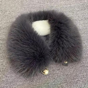 Women Fluffy Faux Fox Fur Scarf Warm Snap <b>Neck</b> <b>Warmer</b> Comfortable Artificial Rabbit Fur Lining Scarf for Party Night Out - Product Image 4