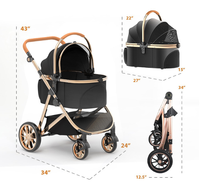 Poussette pour animaux de compagnie SML Deluxe à grandes roues, légère, pliable et détachable pour chats et chiens de petite et moyenne taille