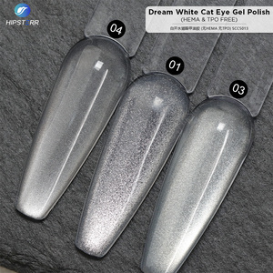 Vernis Gel Semi-Permanent Effet Œil de Chat Blanc Rêveur Sans HEMA ni TPO, Gel UV/LED Brillant pour Nail Art, Soak Off - Product Image 4