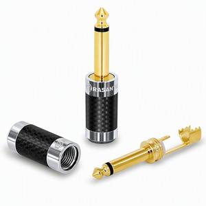 Rasantek 6.35mm Jackplug TRS Stereo <span class=keywords><strong>1</strong></span>/<span class=keywords><strong>4</strong></span> inch verguld <span class=keywords><strong>1</strong></span>-polige audioconnector gebalanceerde metalen behuizing soldeer type studio kabel - Product Image 1