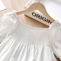Haut blouse plissée et smockée pour bébé fille, robe avec des manches à la taille, péplum, de couleur unie, pour adolescentes
