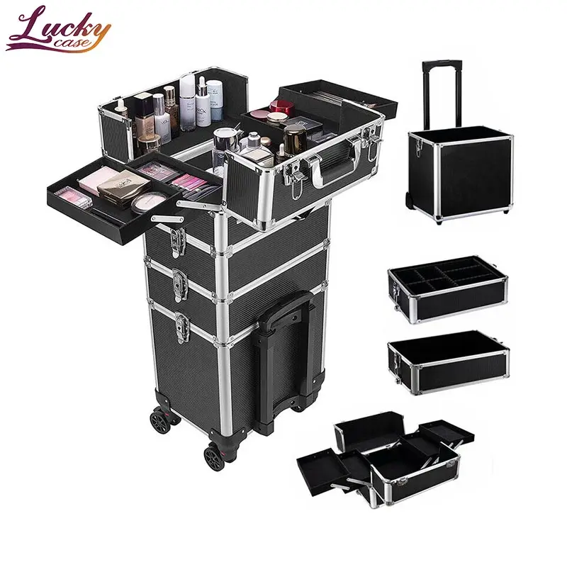 Hersteller 2 in 1 Rolling Makeup Zug Fall Trolley Kosmetik Box Künstler Kosmetik Nagel Fall Make-up Reise Fall