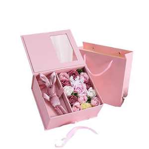 Cajas magnéticas de cartón personalizadas Coffret Cadeau Bijoux Fleur, caja de regalo de flores con tapa de ventana - Product Image 3