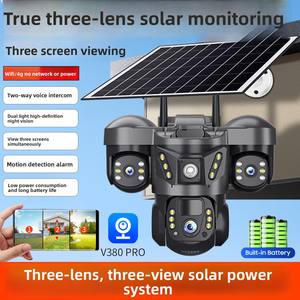 Sistema de Cámara de Seguridad V380pro con <span class=keywords><strong>3</strong></span> Pantallas, Triple Lente, Energía Solar, 4G, Alarma de Movimiento Solar y Wifi, Cámara CCTV de Red - Product Image 4