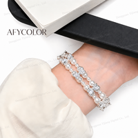 Bracelet ajustable pour femme avec perles d'imitation aux tons froids, zircon et perles de verre colorées, électroplaqué, design unique