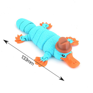 Figurine d'oiseau-au-bec imprimée en 3D avec chapeau, articulations magnétiques, jouet de collection, décoration - Product Image 3