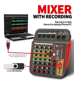 OKSN RE4 4-Channel Mixer Digital Audio Interface For PC/Mobile Recording DJ Studio