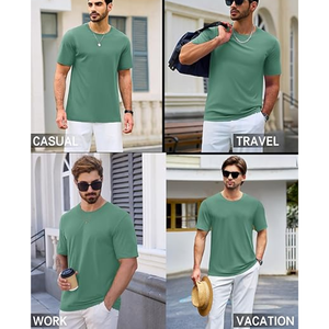 T-shirts en coton respirant pour hommes UPF 50+, coupe ajustée élégante, essentiels décontractés pour l'été, 220 g/m², coton pur compressé, tissu 230 g - Product Image 2