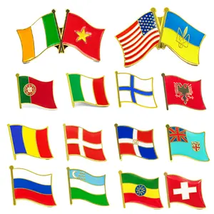 도매 칠레 스페인 남아프리카 공화국 싱가포르 사용자 정의 로고 레바논 부드러운 에나멜 니켈 도금 금속 기념품 국가 국기 옷깃 핀