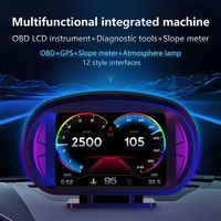 Affichage HUD OBD2 P2 pour voiture avec inclinomètre, compteur de vitesse GPS, compte-tours et ordinateur de bord
