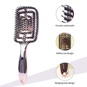 Juego de cuidado del cabello de lujo salón hogar regalo Rosa oro ventilado cerdas de jabalí masaje desenredante cepillo de pelo con caja de papel artesanal y bolsa - Product Image 2
