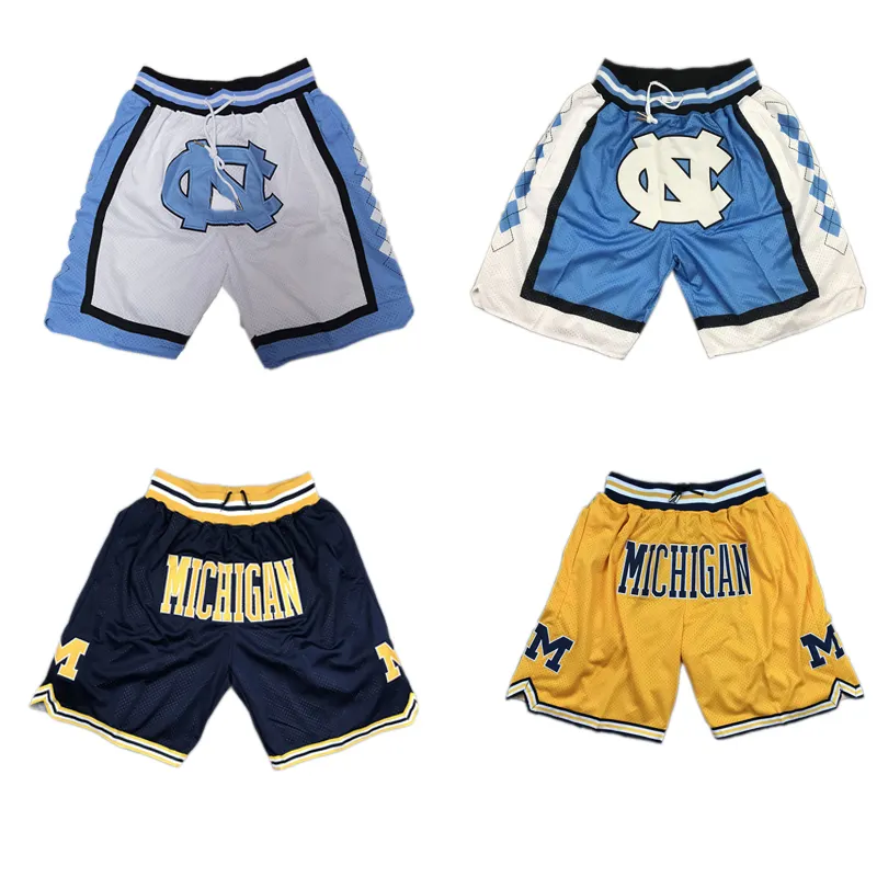 Hot Sale Wholesale Embroidered Breathable Mesh Polyester Throwback Retro Vintage Men's NCAA Sublimation Basketball Shorts Jersey