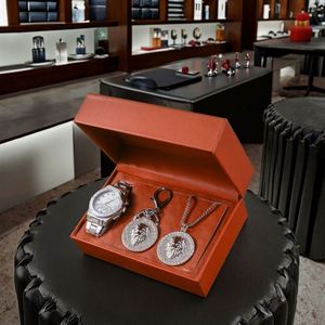 Coffret promotionnel trois pièces pour la Fête des Enseignants : montre, collier et porte-clés en verre, nouveauté moderne et simple avec impression numérique, cadeau de vacances - Product Image 1