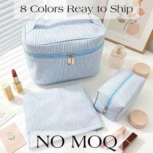 Hongbo Trousse de Maquillage Portable Grande Taille en Tissu Gaze de Coton Rayé Effet <span class=keywords><strong>Bulle</strong></span>, Pochette de Rangement Cosmétique de Voyage, Vente en Gros - Product Image 2