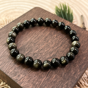 Mejor venta de oro brillo obsidiana pulsera raíz Plexo <span class=keywords><strong>Solar</strong></span> y tercer ojo Chakra pulsera regalo para él - Product Image 6