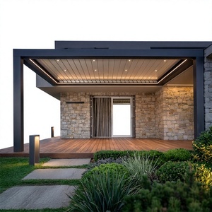 4x3 Luxury Motorized Bioclimatic Powder Coated Aluminum Alloy Pergola Adjustable Louver Roof LED Lighting Eco-Friendly Rodent - Product Image 1
