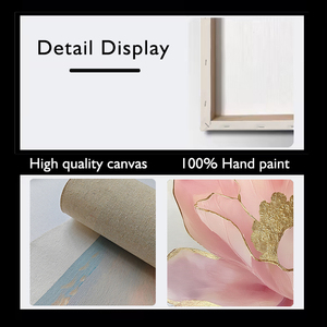100% fait à la main moderne impressionniste peinture à l'<span class=keywords><strong>huile</strong></span> classique rose or fleur <span class=keywords><strong>sur</strong></span> <span class=keywords><strong>toile</strong></span> mur Art pour la décoration intérieure salon - Product Image 5