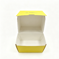Caja para Hamburguesas Desechable, Ecológica, Biodegradable y Reciclable, Resistente al Agua, Autoarmable, de Cartón de Grado Alimenticio, con Logotipo Personalizable