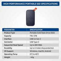 قرص صلب خارجي محمول بسعة 1 تيرابايت، سرعة 800 ميجابايت/ثانية، USB 3.2 الجيل الثاني، مقاوم للماء IP55، مع حبل تعليق للابتوب والهاتف وPS5 وXbox لتخزين الفيديو