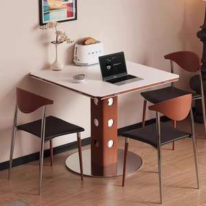 Solid Wood Square Folding Dining <b>Table</b> With Stone Top For <b>Small</b> Spaces - Product Image 3