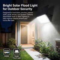 Nouveau projecteur solaire 2026, 6000K, lumineux, étanche IP65, LED extérieur en ABS avec télécommande, garantie 2 ans, CRI élevé 80