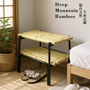 Deep Mountain Bamboo <b>Shoe</b> <b>Rack</b> Bench Light Yellow <b>Storage</b> Entryway Furniture Adult Use - Product Image 4