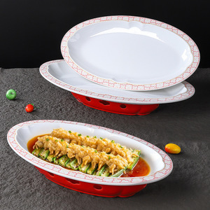 Plato Ovalado para Pescado al Vapor, de Melamina Irrompible, Apto para Microondas, Bandeja para Servir en Restaurantes - Product Image 3