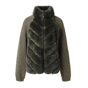 Nuovo Arrivo Invernale Cappotto in Pelliccia di <span class=keywords><strong>Coniglio</strong></span> Rex Morbido e Caldo con Collo Alto in Vera Pelliccia - Product Image 1