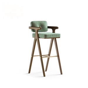 Luxury Modern Design Restaurant Furniture Customized <strong>Bar</strong> Chair <strong>Upholstered</strong> High <strong>Bar</strong> <strong>Stool</strong> with <strong>Back</strong> - Product Image 1