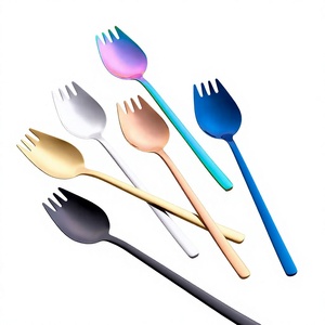 Cuchara-Tenedor de Titanio para Aperitivos y Postres, Juego de Cuchara y Tenedor 2 en 1 de Acero Inoxidable para Ensaladas - Product Image 2
