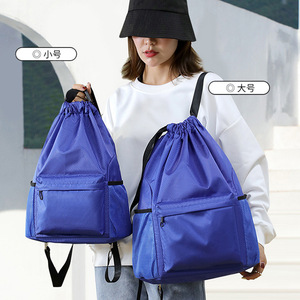<b>Drawstring</b> <b>Backpack</b> Outdoor Hiking Bag With Zipper Pocket Unisex Solid Color Waterproof Fall 2024 - Product Image 1