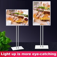 Papan Menu LED yang Dapat Disesuaikan, Penyangga Lantai A2 untuk Poster Iklan, Stand Display dengan Lampu Latar