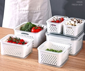 Juego de Recipientes Transparentes de Plástico para Almacenamiento de Alimentos, con Cesta de Drenaje, para Conservar la Frescura en el Refrigerador, Venta al Por Mayor - Product Image 2