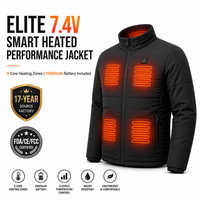 Veste bomber chauffante TAJARLY 7.4V pour homme, fine, 5 zones chauffantes, contrôle de la température à 3 niveaux, veste chauffante électrique, batterie 15000mAh