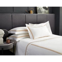 Ensemble de literie d'hôtel en satin 100% coton brodé, couleur de tissu personnalisable, draps en coton de luxe, broderie personnalisée