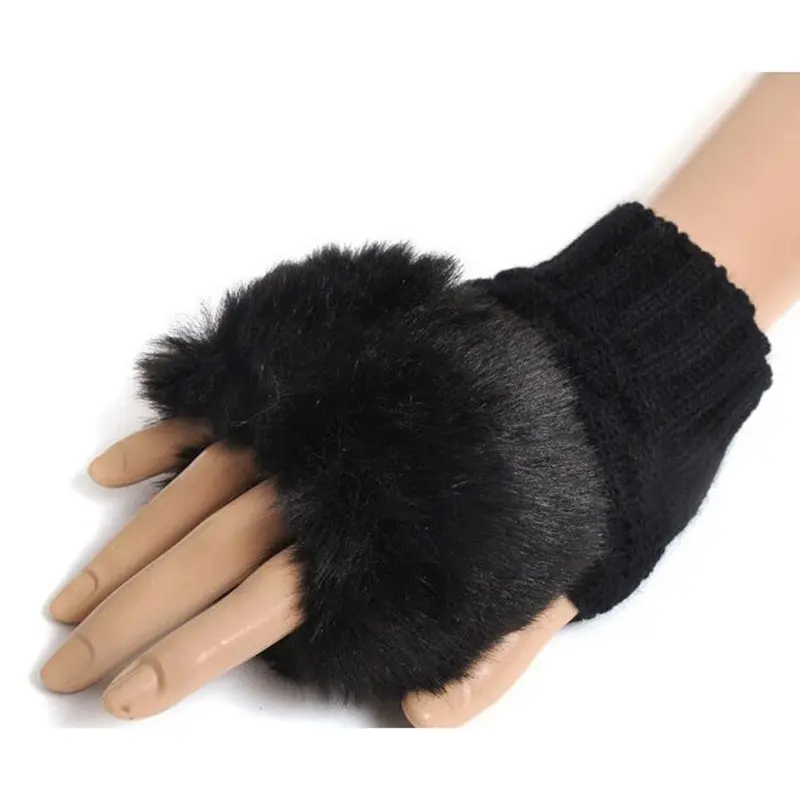 Guanti caldi senza dita per guanti in finta lana lavorati a maglia all'uncinetto da donna/guanti invernali scaldamani alla moda
