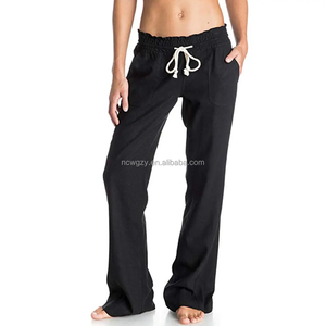 Pantaloni da <span class=keywords><strong>donna</strong></span> personalizzati 100% <span class=keywords><strong>lino</strong></span>, vestibilità ampia, antipiega, traspiranti, bianchi, casual da spiaggia, a gamba larga dritta, stile frontale piatto - Product Image 5