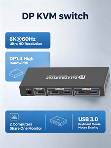 Commutateur <span class=keywords><strong>KVM</strong></span> JustLink 2X1 DP avec boîtier métallique pour 2 ordinateurs, 1 moniteur 8K60Hz, 4 ports USB 3.0, clavier/souris partagés - Product Image 5