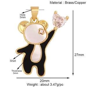 Pendentif à breloque animal chat ours lion léopard serpent renard mouton, véritable collier plaqué or 18 carats <span class=keywords><strong>bracelet</strong></span> bijoux composants approvisionnement S36 - Product Image 4