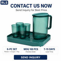 Ensemble de pichets à eau en plastique 2L PP cruche 4 tasses plateau boisson sans BPA réutilisable service cuisine maison jus vaisselle
