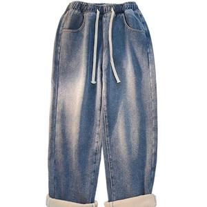 Jeans en denim doublé <span class=keywords><strong>polaire</strong></span>, épaissi, coupe bootcut, vintage, pour femmes, hiver, nouveau, rembourrage en coton, taille élastique - Product Image 6