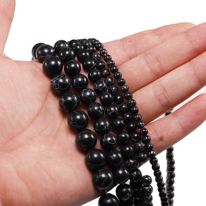 Perles rondes en turquoise noire naturelle pour la fabrication de bijoux, vente en gros, 8 mm, 10 mm, 12 mm - Product Image 4