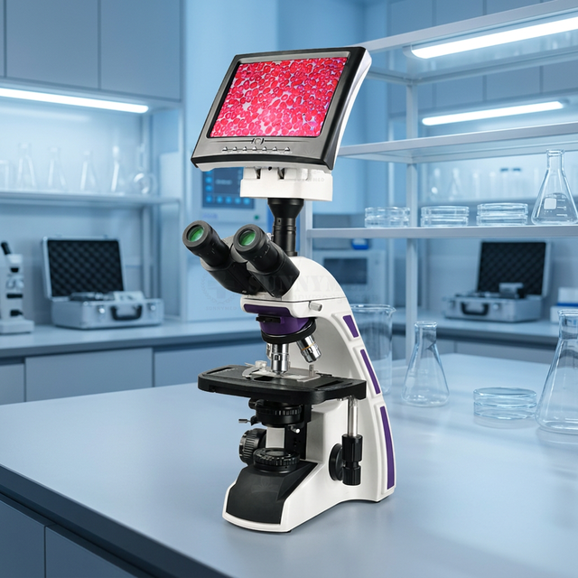 SY-B129T China Laboratory Digital Binocular Microscope LCD Screen Video Microscope