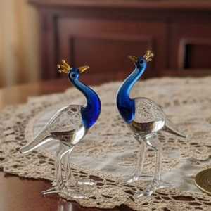 Mundo de Cristal en Miniatura, Cristal de Murano Soplado a Mano, Arte de Cristal con Forma de Pájaro, Pareja de Pavo Real, Arte Contemporáneo, Ecológico, Moderno - Product Image 6