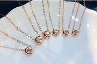 Collier de diamants de laboratoire en or rose 18 carats pendentif chaîne de clavicule circulaire à bulle unique ensemble de bijoux en diamant véritable chaîne