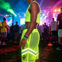 Ensemble coordonné réactif aux UV pour festival |   Débardeur et short en maille ultra-douce et respirante pour les raves EDM et les événements Blacklight