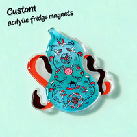Aimants de réfrigérateur en acrylique transparent personnalisés en gros, découpés sur mesure, motif dessin animé