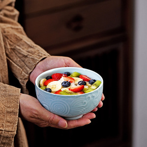 Flower Shape Ceramic Bowl Set Solid Color Durable Daily Use Dinnerware - Product Image 3