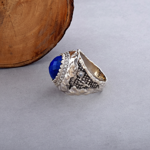 Anillo de lapislázuli de plata 925 sólida para hombre, piedra preciosa Natural, joyería hecha a mano, regalo de aniversario, anillo llamativo para mujer - Product Image 1